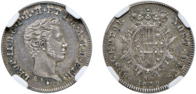 FIRENZE - LEOPOLDO II (1824-1859) - Mezzo paolo, 1839
Argento
Gigante 57
Bella patina
Sigillato CCG MS63
Certificato CCG n. AA641527