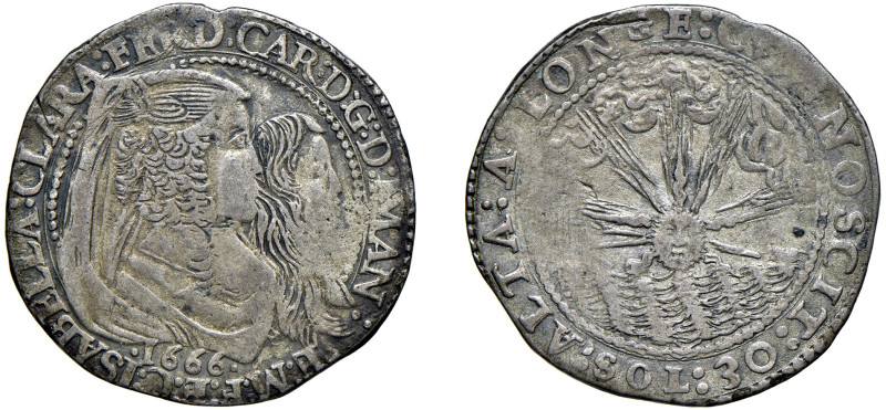 MANTOVA - FERDINANDO CARLO GONZAGA, reggenza della madre (1665-1669) - 30 soldi ...