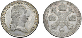MILANO - FRANCECSO II (1792-1800) - Crocione 1796
Argento
Gigante 13
Modesti difetti di tondello. Bella patina.
SPL
