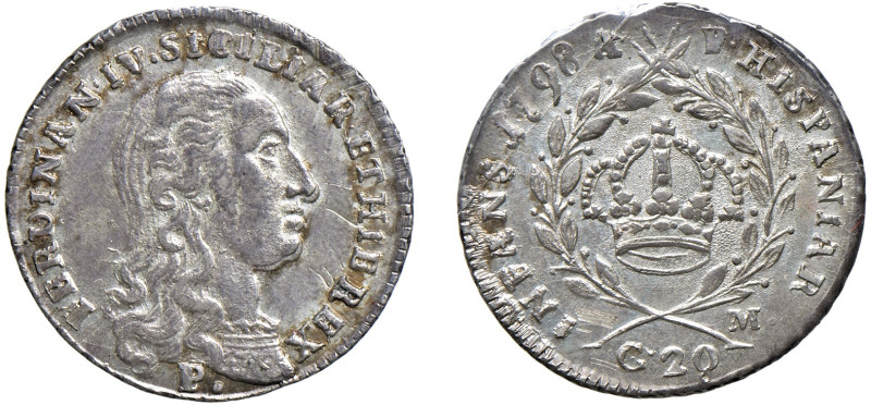 NAPOLI - FERDINANDO IV (1759-1816) - 20 grana 1798
Argento
Gigante 104
Sigill...