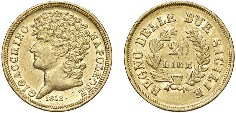 NAPOLI - GIOACCHINO MURAT - 20 lire 1813
Oro
Gigante 9 Raro
SPL