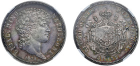 NAPOLI - GIOACCHINO MURAT (1808-1815) - 5 lire 1813
Argento
Gigante 12 Non comune
Patina iridescente
Sigillato NGC AU55
Certificato NGC n. 663400...