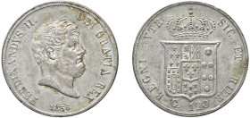 NAPOLI - FERDINANDO II (1830-1859) - 120 grana 1856
Argento
Gigante 87
Sigillata FDC da Numismatica Zanirato con la nota 'Bell'esemplare dalla deli...