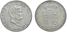 NAPOLI - FERDINANDO II (1830-1859) - 120 grana 1857
Argento
Gigante 88
Sigillata q.FDC dal Perito NIP Cavaliere Francesco