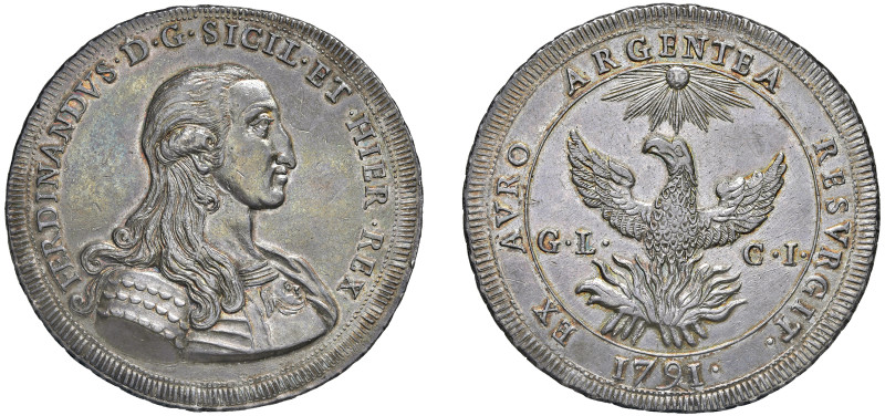 PALERMO - FERDINANDO IV (1759-1816) - Oncia da 30 tarì 1791 (II° tipo)
Argento...