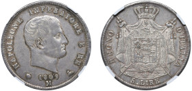 MILANO - NAPOLEONE I (1805-1814) - 5 lire 1809
Argento
Gigante 104
Patina di vecchia raccolta
Sigillato NGC MS62
Certificato NGC n. 5781350-007