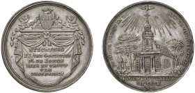 MEDAGLIE NAPOLEONICHE - Consacrazione chiesa di Rysenburgh, 1810
Argento
Diam. 40 mm - Peso 18,33 gr.
Bramsen 975    Molto rara
Lievi colpetti
SP...