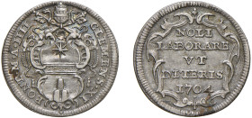 CLEMENTE XI (1700-1721) - Giulio 1704
Argento
Muntoni 92 
Patina iridescente
q.SPL