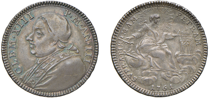 CLEMENTE XIII (1758-1769) - Doppio giulio 1761
Argento
Muntoni 18a
q.SPL
Ex ...