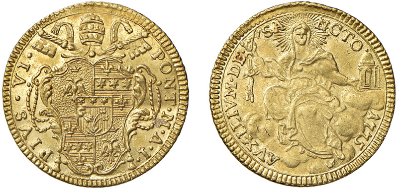 PIO VI (1775-1799) - Zecchino 1775
Oro
Muntoni 8
/D di notevole qualità con f...
