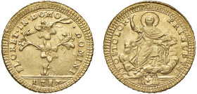 PIO VI (1775-1799) - Doppia 1787
Oro
Muntoni 4a
Tracce di ribattitura su altro esemplare. Di notevole freschezza.
SPL-FDC