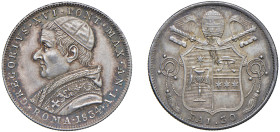GREGORIO XVI (1831-1846) - 30 baiocchi 1834, Roma
Argento
Gigante 95
Bella patina
SPL-FDC