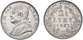 PIO IX (1846-1870) - 2 1/2 lire 1867
Argento
Gigante 284
BB-SPL