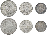 PIO IX (1846-1870) - Lotto 3 monete
Argento
Gigante 297, 307 e 313
Varie conservazioni, da q.SPL a q.FDC