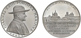GIOVANNI XXIII (1958-1963) - Viaggio a Loreto e Assisi, anno V
Argento
Diam. 44 mm - Peso 39,38 gr.
Modesti 144
q.FDC-FDC