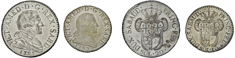 VITTORIO AMEDEO III (1773-1796) - Lotto due monete da 20 e 10 soldi 1795
Mistur...