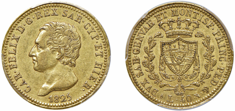 CARLO FELICE (1821-1831) - 40 lire 1825, Torino
Oro
Gigante 17, Pagani 42 Rara...
