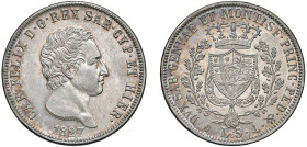 CARLO FELICE (1821-1831) - 5 lire 1827, Genova
Argento
Gigante 45
q.FDC