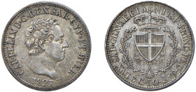 CARLO FELICE (1821-1831) - 50 centesimi 1827, Genova
Argento
Gigante 90
Bella patina
m.SPL