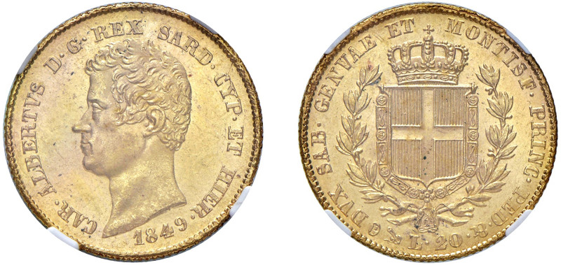 CARLO ALBERTO (1831-1849) - 20 lire 1849, Genova
Oro
Gigante 44
Bell'esemplar...