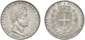 CARLO ALBERTO (1831-1849) - 5 lire 1844, Torino
Argento
Gigante 80
Insignificanti contatti al /D. Di notevole qualità e bellezza.
q.FDC/FDC