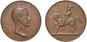 CARLO ALBERTO (1831-1849) - Monumento ad Emanuele Filiberto, 1838
Bronzo
Diam. 72,5 mm - Peso 192,15 gr.
Camozzi 621
SPL-FDC