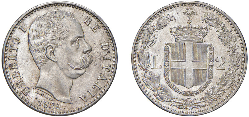 UMBERTO I (1878-1900) - 2 lire 1884
Argento
Gigante 28
m.SPL/q.FDC