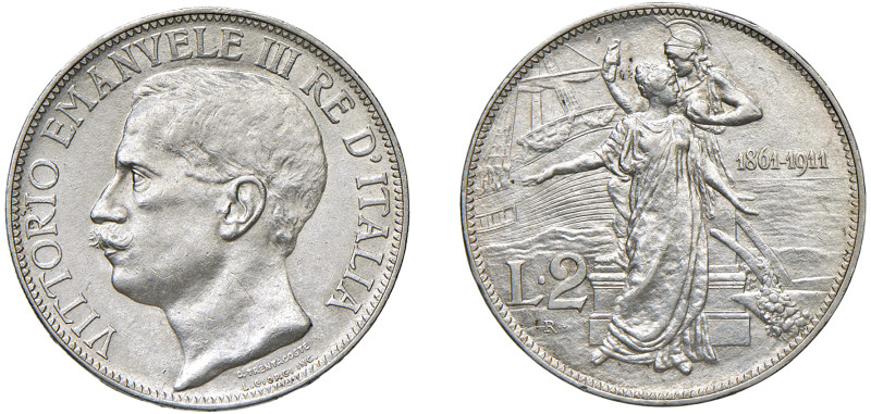 VITTORIO EMANUELE III (1900-1943) - 2 lire 1911
Argento
Gigante 100
Bello SPL