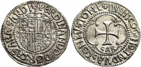 Monete di zecche italiane
Cagliari 
Ferdinando il Cattolico, 1479-1516.  Reale, 1492-1505,  AR 3,34 g.  + FERDINANDO D G R CAS ARA SARDI  Stemma cor...