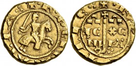 Monete di zecche italiane
Messina 
Carlo I d’Angiò, 1266-1282.  Multiplo di tarì 1266-1278,  AV 4,79 g.  + K DEI GRACIA intorno a cerchio lineare; a...