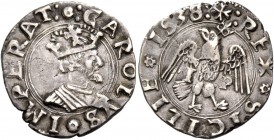 Monete di zecche italiane
Messina 
(§)   Emissioni successive all’ordinanza del 13 febbraio 1531.  Tarì 1538,  AR 2,80 g.  CAROLVS IMPERAT  Busto co...
