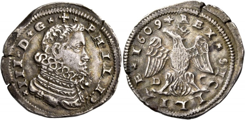 Monete di zecche italiane
Messina 
(§)   Filippo III di Spagna, 1598-1621.  Da...