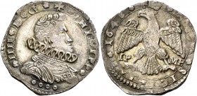 Monete di zecche italiane
Messina 
(§)   Filippo IV di Spagna, 1621-1665.  Da 4 tarí 1648,  AR 10,58 g.  PHILIPP – IIII D G  Busto drappeggiato e co...