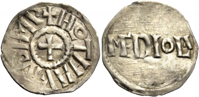 Monete di zecche italiane
Milano 
Lotario I imperatore, 840-855.  Denaro,  AR ...
