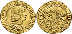 Monete di zecche italiane
Milano 
Galeazzo Maria Sforza duca V, 1466-1476.  Ducato,  AV 3,49 g.  Testina di Sant’Ambrogio GZ M SF VICECOS DVX MLI V ...