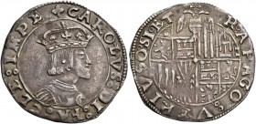 Monete di zecche italiane
Napoli 
Carlo d’Absburgo, re di Spagna, Napoli etc. 1516-1554, V come imperatore dal 1519.  Carlino, dopo il 1519,  AR 3,4...