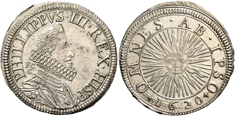 Monete di zecche italiane
Napoli 
(§)   Filippo III di Spagna, 1598-1621.  Tar...