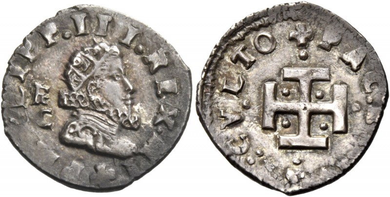 Monete di zecche italiane
Napoli 
(§)   Filippo III di Spagna, 1598-1621.  Da ...