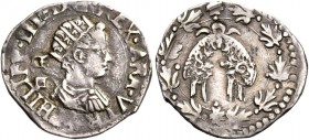 Monete di zecche italiane
Napoli 
(§)   Filippo III di Spagna, 1598-1621.  Mezzo carlino,  AR 1,35 g.  PHILIPP III D G REX ARA VTR  Busto infantile ...