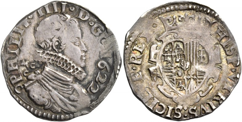 Monete di zecche italiane
Napoli 
(§)   Filippo IV di Spagna, 1621-1665.  Tarì...