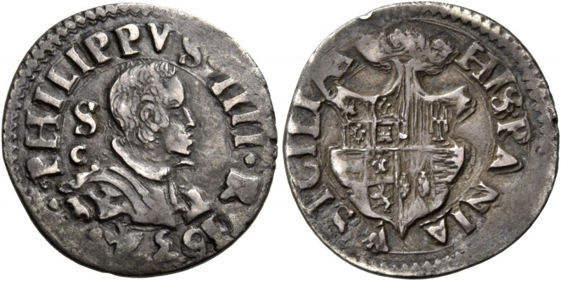 Monete di zecche italiane
Napoli 
(§)   Filippo IV di Spagna, 1621-1665.  Carl...