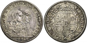 Monete di zecche italiane
Napoli 
(§)   Carlo II di Spagna, 1665-1700. I periodo: Carlo e sua madre Marianna d’Austria reggente, 1665-1674.  Tarì 16...