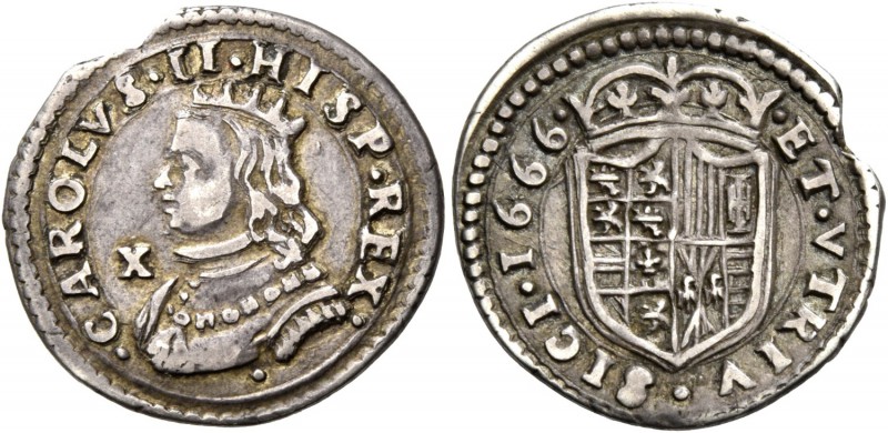 Monete di zecche italiane
Napoli 
(§)   Carlo II di Spagna, 1665-1700. I perio...