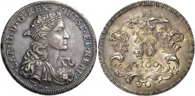 Monete di zecche italiane
Napoli 
(§)   II periodo: Carlo da solo, 1674-1700.  Ducato 1693, AR 21,88 g.  CAR D G REX – HISP ET NEAP  Busto coronato,...