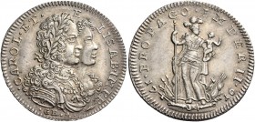 Monete di zecche italiane
Napoli 
Carlo VI d’Absburgo (già III re di Spagna e Napoli 1707-1711) imperatore, 1711-1734.  Tarì 1716,  AR 4,30 g.  CARO...