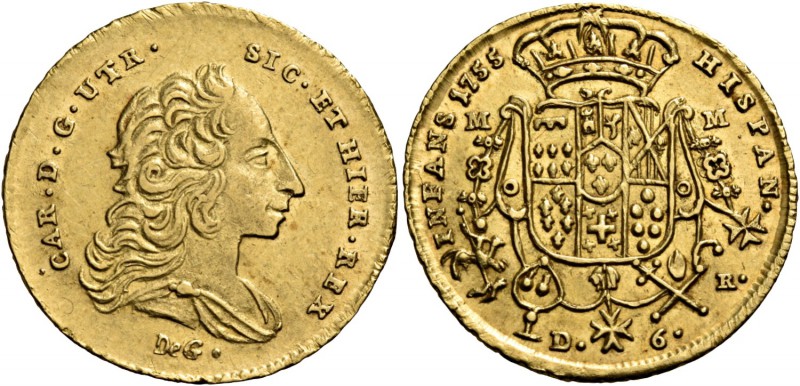 Monete di zecche italiane
Napoli 
Carlo di Borbone, 1734-1759.  Da 6 ducati 17...