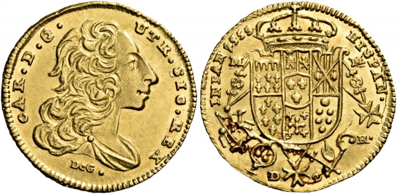 Monete di zecche italiane
Napoli 
Carlo di Borbone, 1734-1759.  Da 2 ducati 17...