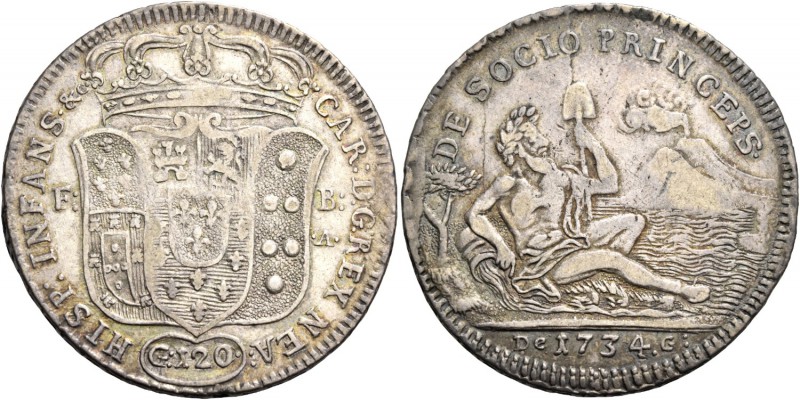 Monete di zecche italiane
Napoli 
Carlo di Borbone, 1734-1759.  Piastra 1734, ...