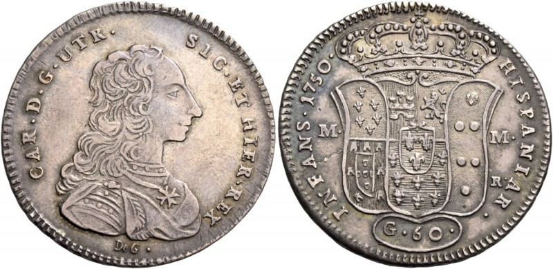 Monete di zecche italiane
Napoli 
Carlo di Borbone, 1734-1759.  Mezza piastra ...
