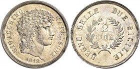 Monete di zecche italiane
Napoli 
II periodo: monetazione decimale, 1811-1814.  Da 2 lire 1812.  Pagani 59.  Pannuti-Riccio 14.  MIR 442.
Rarissima...